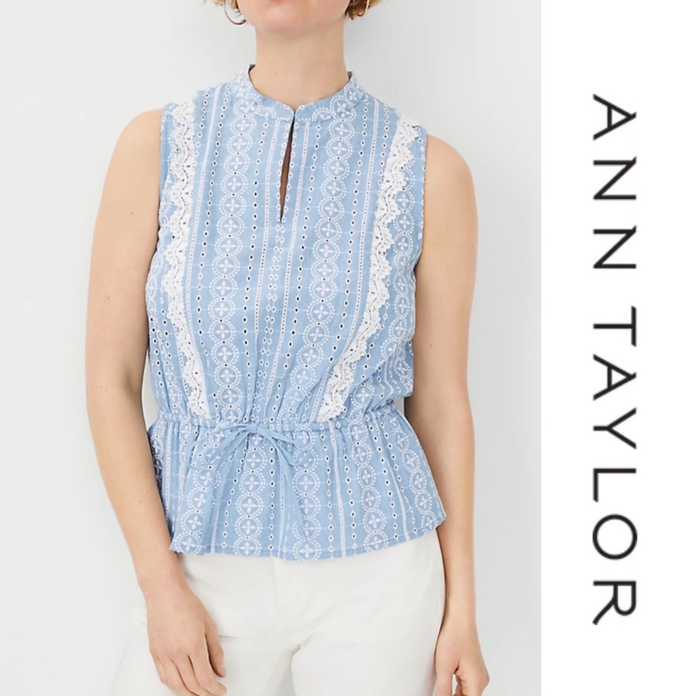 Ann Taylor Chambray Lace Tie Front Top*NWT - Picture 5 of 5